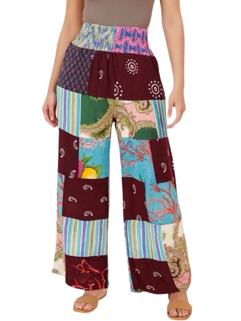 Ashley Taylor Boho Patchwork Pants - One Size